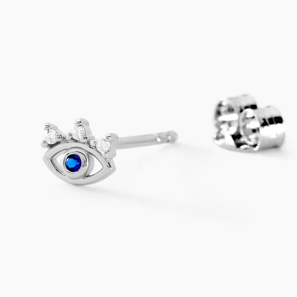 Boucles D'oreilles Puces Hina Argent Blanc Oxyde De Zirconium