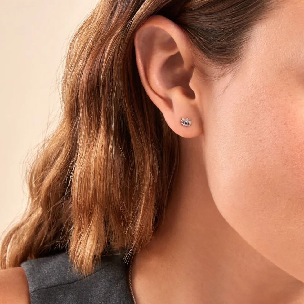 Boucles D'oreilles Puces Hina Argent Blanc Oxyde De Zirconium