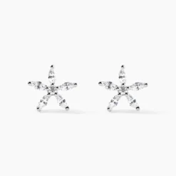 Boucles D'oreilles Puces Horcia Or Blanc Oxyde De Zirconium