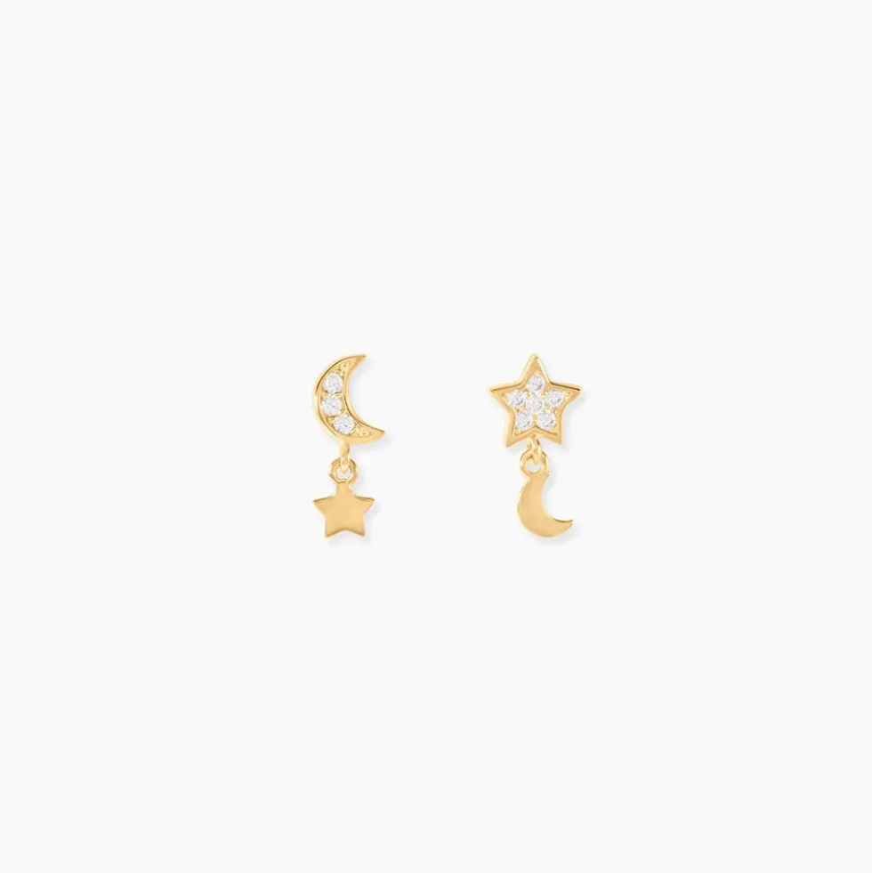 Boucles D'Oreilles Puces Idesbald Or Jaune Oxyde De Zirconium