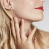 Boucles D'oreilles Puces Ilhem Fleur Or Jaune Oxyde De Zirconium