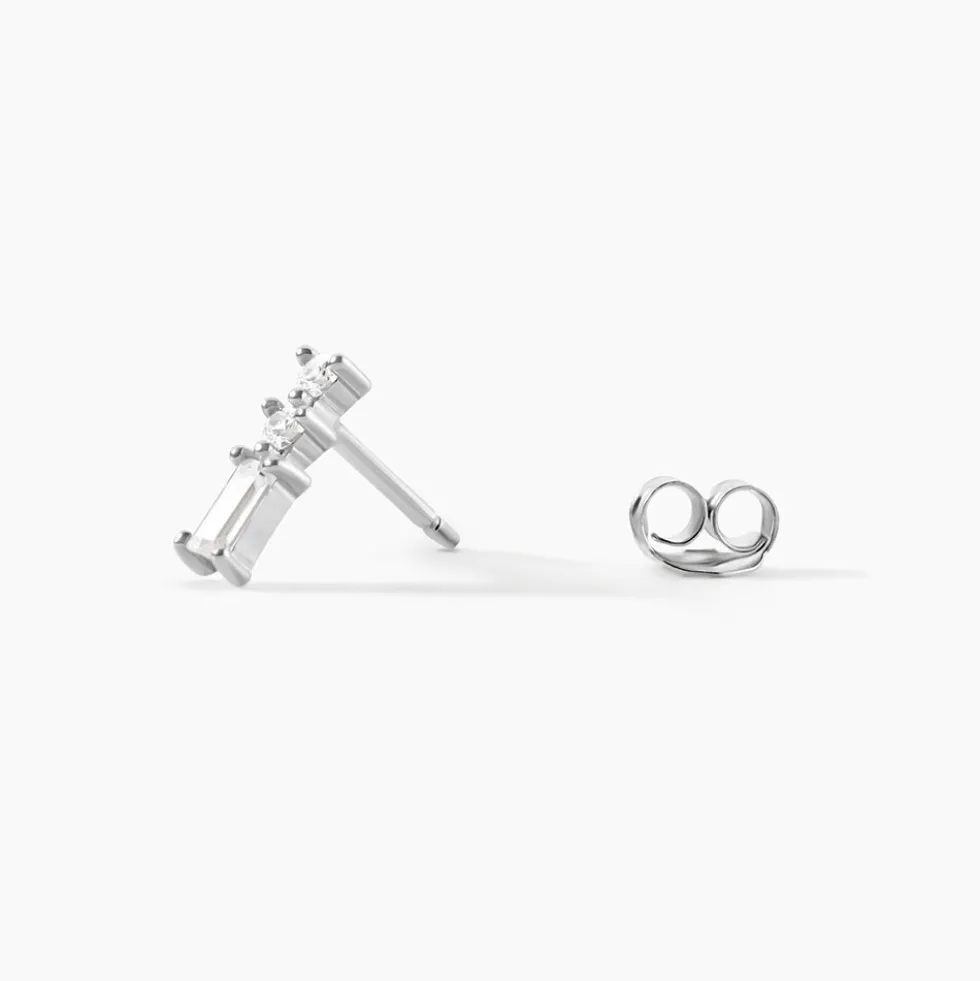 Boucles D'oreilles Puces Iolyn Argent Blanc Oxyde De Zirconium