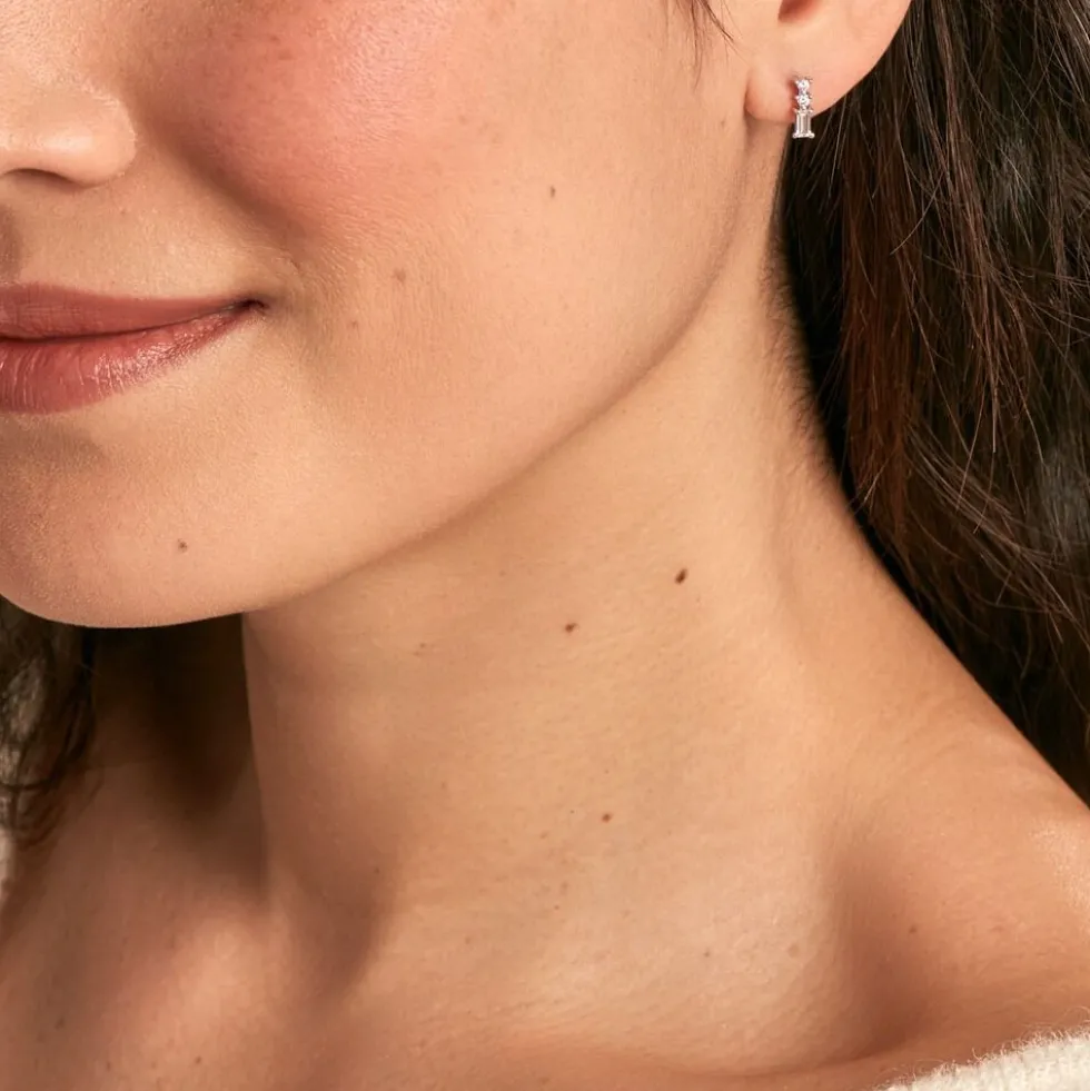 Boucles D'oreilles Puces Iolyn Argent Blanc Oxyde De Zirconium