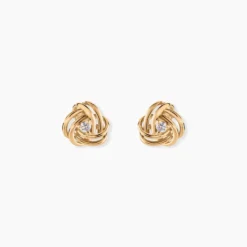 Boucles D'oreilles Puces Iwaki Plaqué Or Jaune Oxyde De Zirconium