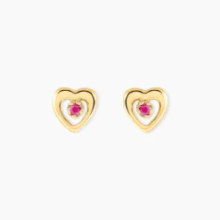 Boucles D'oreilles Puces Izild Or Jaune Rubis