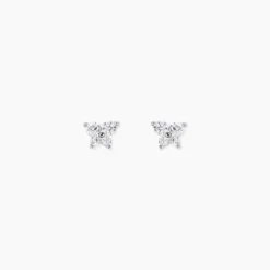 Boucles D'oreilles Puces Jemila Or Blanc Oxyde De Zirconium