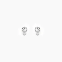 Boucles D'oreilles Puces Jill Argent Blanc Oxyde De Zirconium
