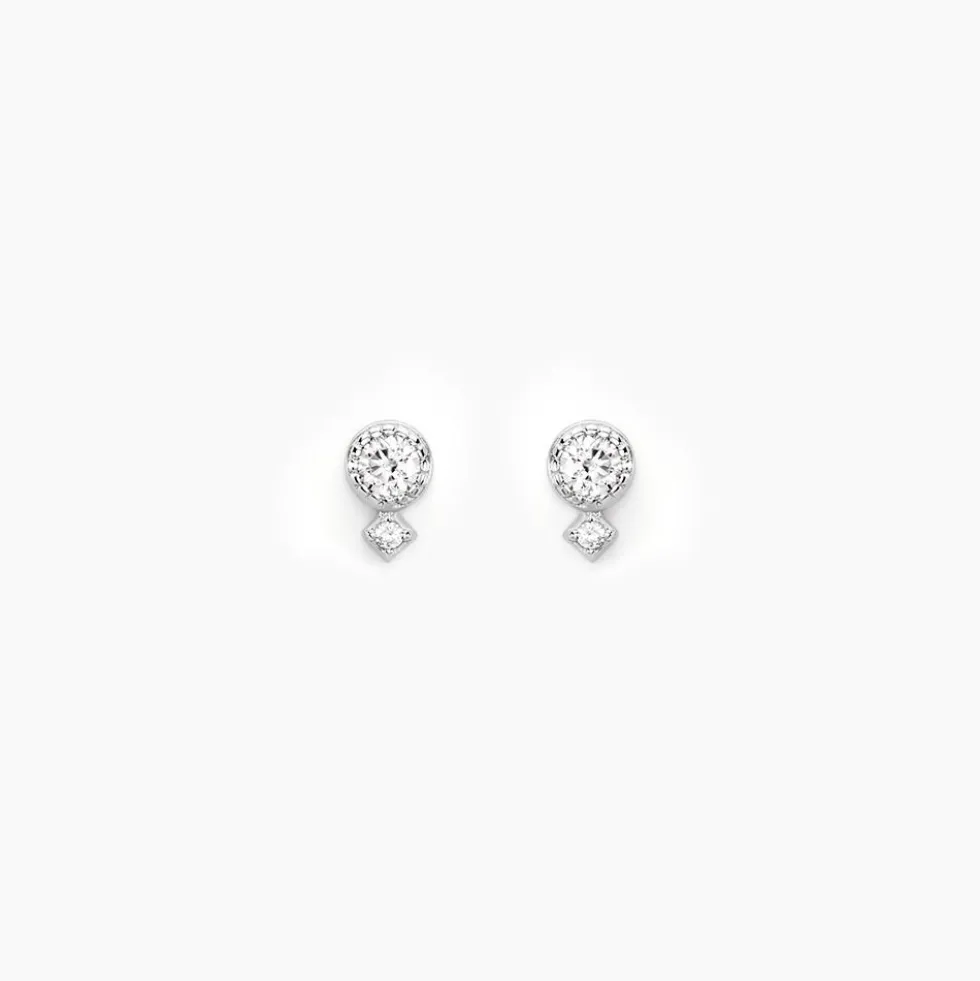 Boucles D'oreilles Puces Jill Argent Blanc Oxyde De Zirconium
