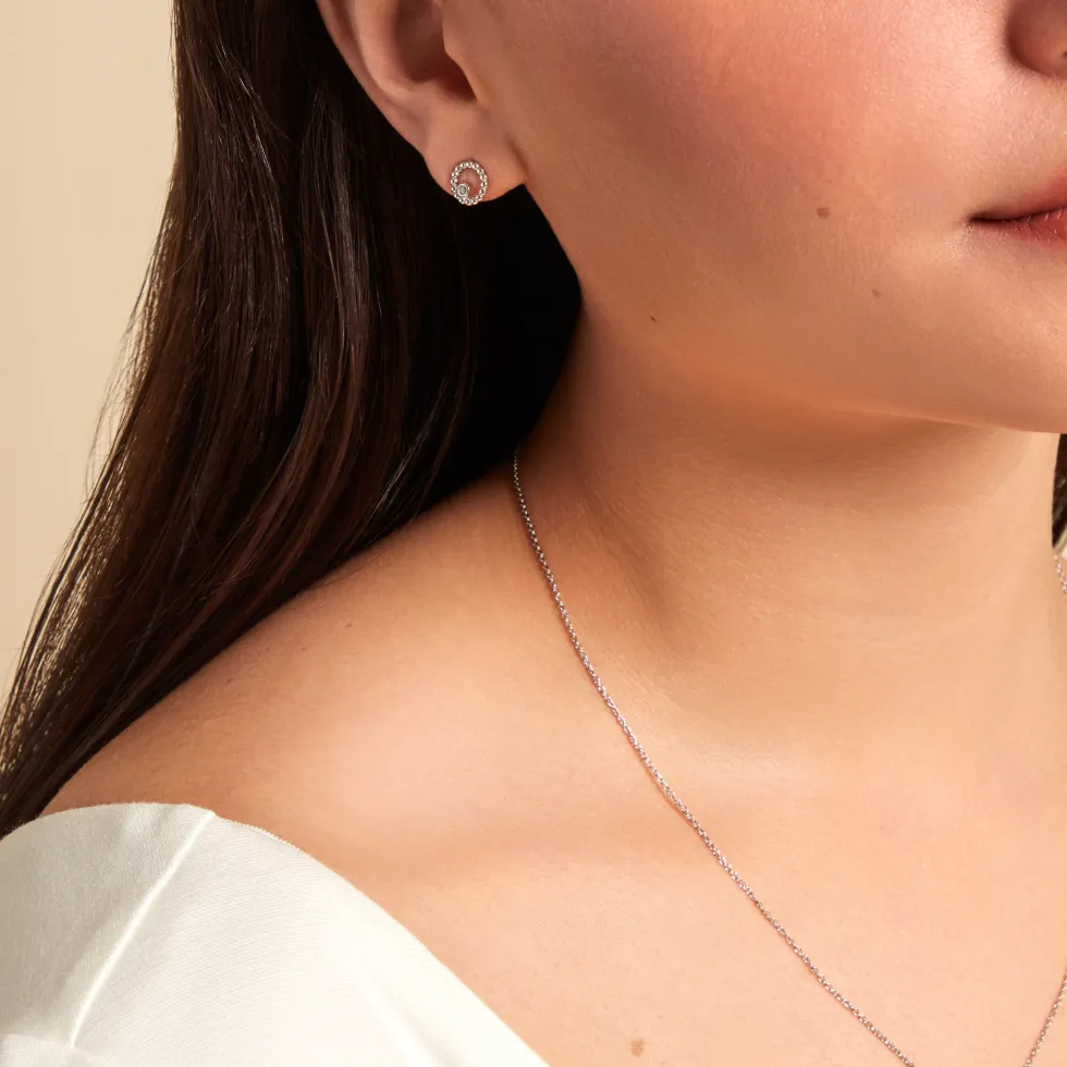 Boucles D'oreilles Puces Joeva Argent Blanc Oxyde De Zirconium