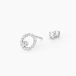 Boucles D'oreilles Puces Joeva Argent Blanc Oxyde De Zirconium