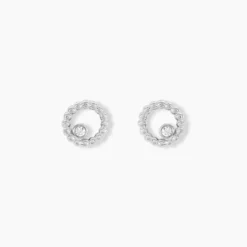 Boucles D'oreilles Puces Joeva Argent Blanc Oxyde De Zirconium