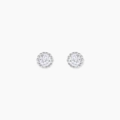 Boucles D'oreilles Puces Kadidia Or Blanc Oxyde De Zirconium