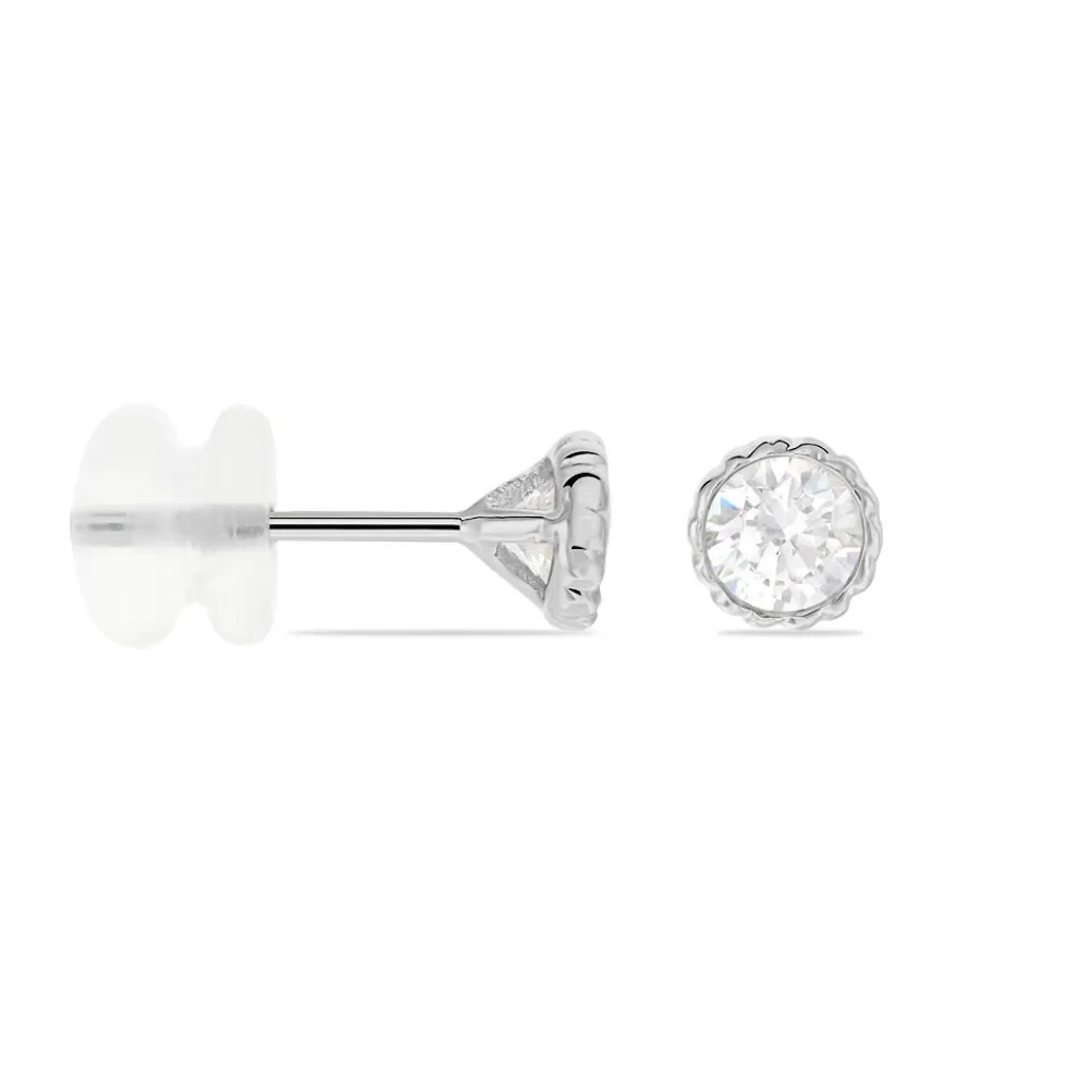 Boucles D'oreilles Puces Kadidia Or Blanc Oxyde De Zirconium