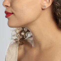 Boucles D'oreilles Puces Katie Argent Blanc