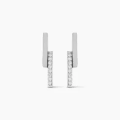 Boucles D'oreilles Puces Kolyane Argent Blanc Oxyde De Zirconium