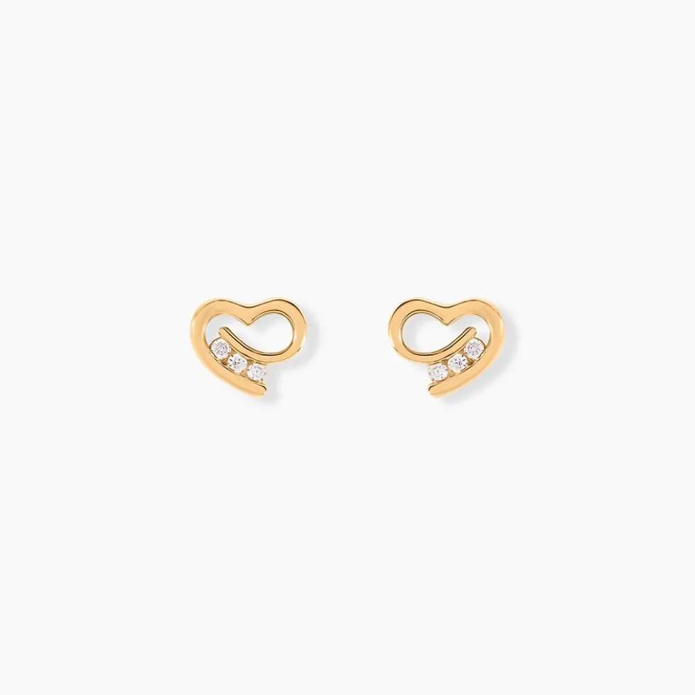 Boucles D'oreilles Puces Laela Plaqué Or Jaune Oxyde De Zirconium