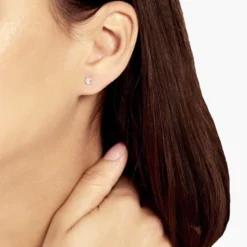 Boucles D'oreilles Puces Laena Argent Blanc Oxyde De Zirconium