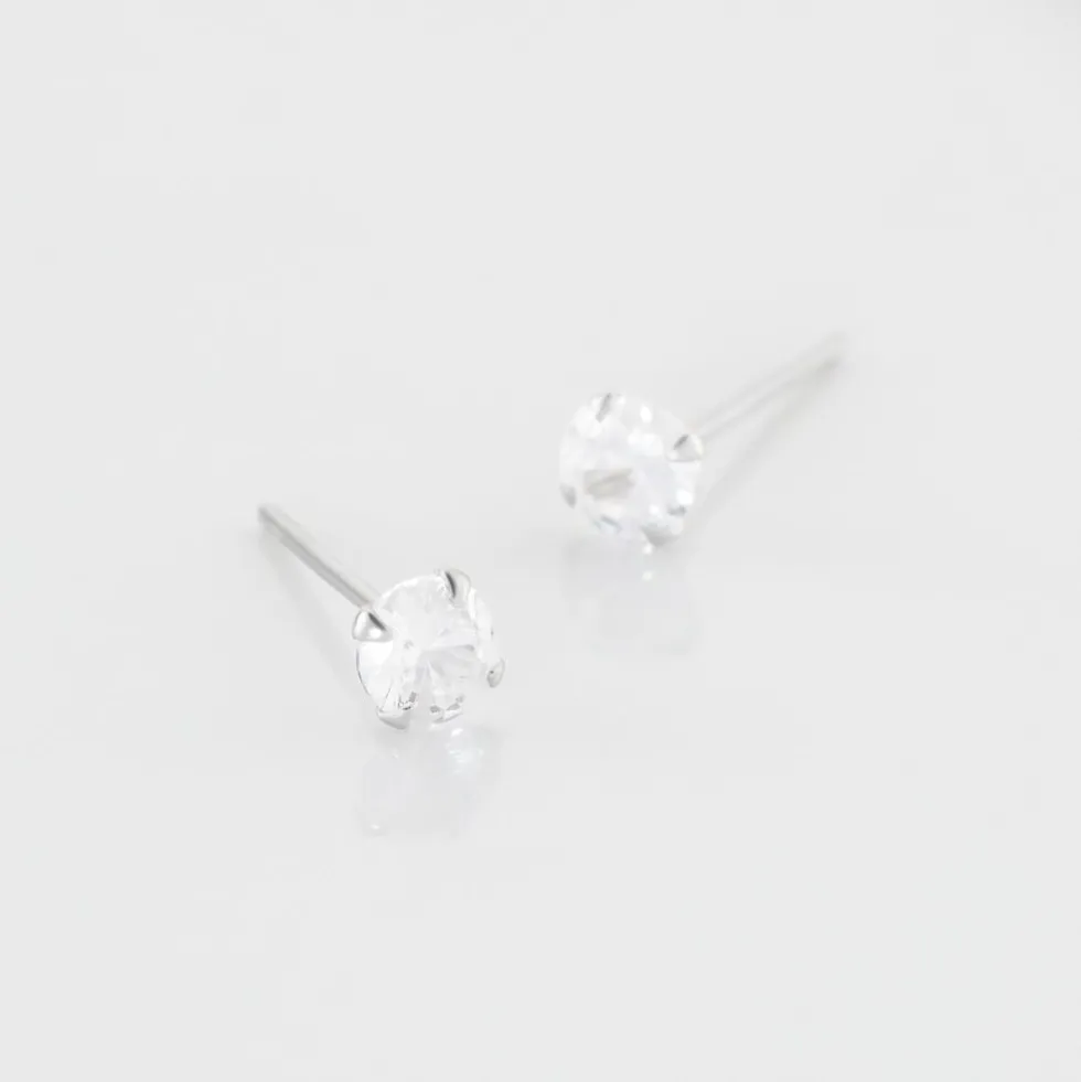 Boucles D'oreilles Puces Laena Argent Blanc Oxyde De Zirconium