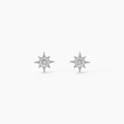 Boucles D'oreilles Puces Layana Argent Blanc Oxyde De Zirconium
