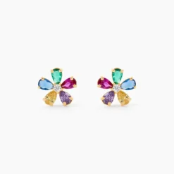 Boucles D'Oreilles Puces Linnet Or Jaune Oxyde De Zirconium