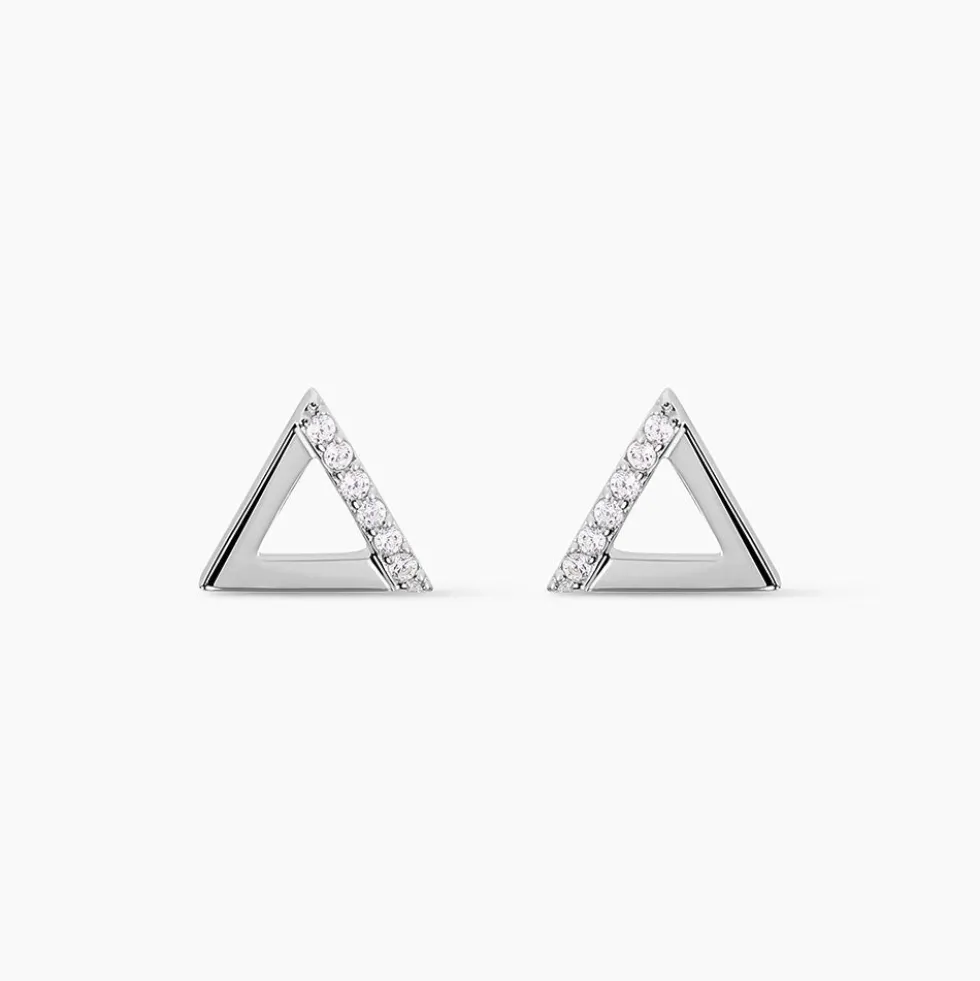 Boucles D'oreilles Puces Lorena Argent Blanc Oxyde De Zirconium