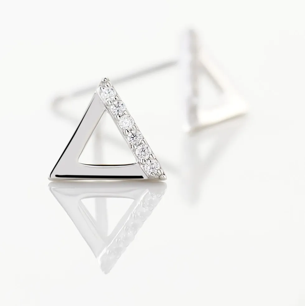 Boucles D'oreilles Puces Lorena Argent Blanc Oxyde De Zirconium