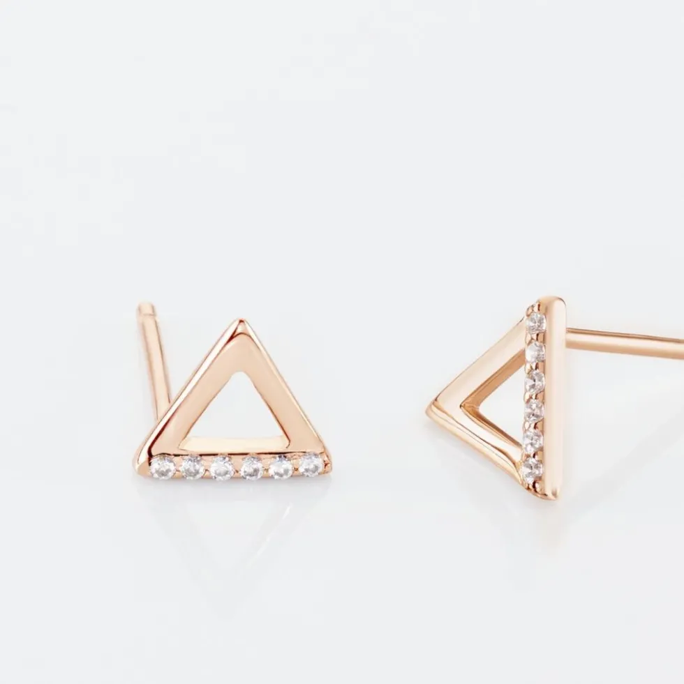 Boucles D'oreilles Puces Lorena Argent Rose Oxyde De Zirconium