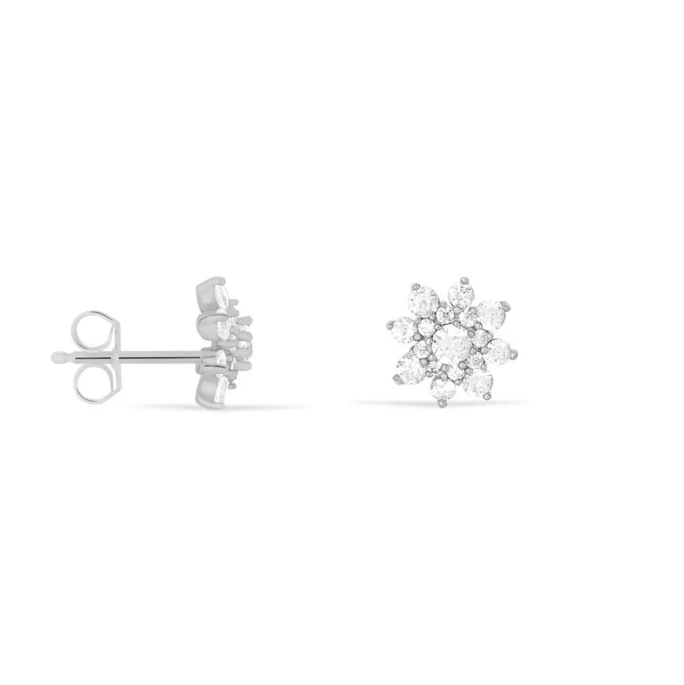 Boucles D'oreilles Puces Lorraine Argent Blanc Oxyde De Zirconium