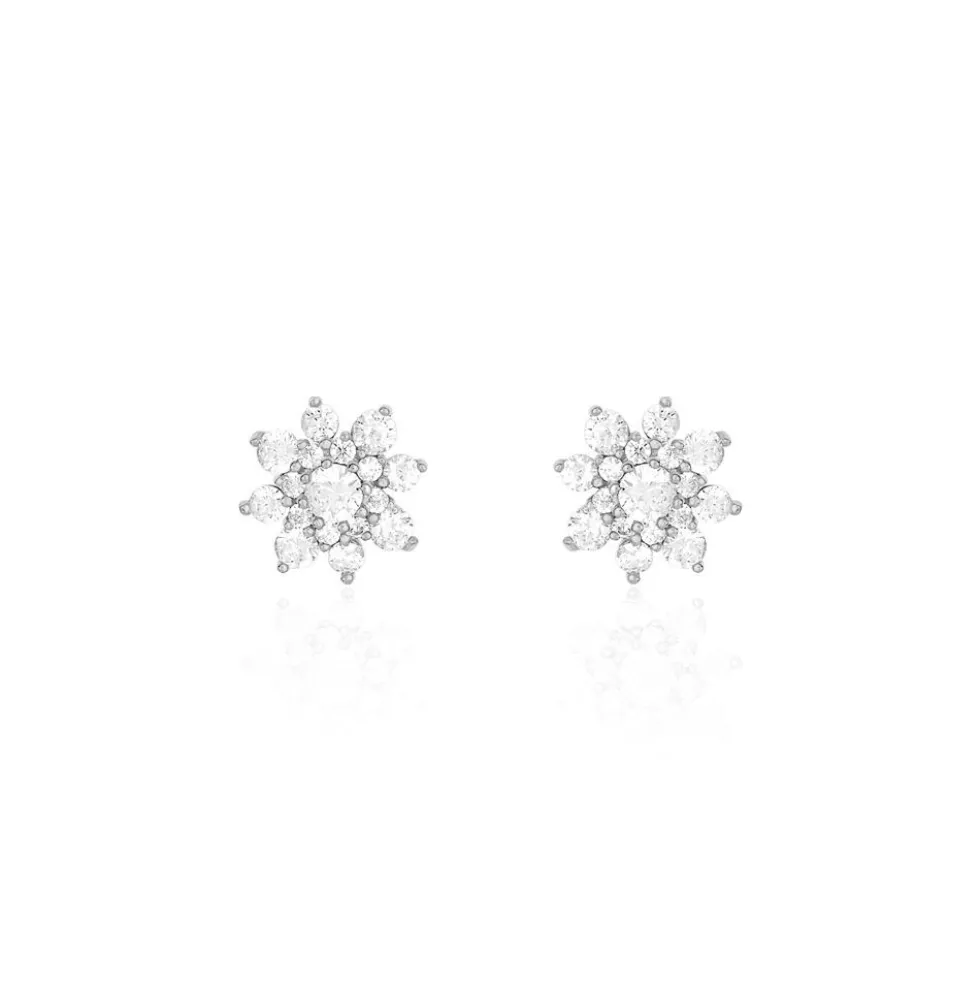 Boucles D'oreilles Puces Lorraine Argent Blanc Oxyde De Zirconium