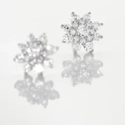 Boucles D'oreilles Puces Lorraine Argent Blanc Oxyde De Zirconium