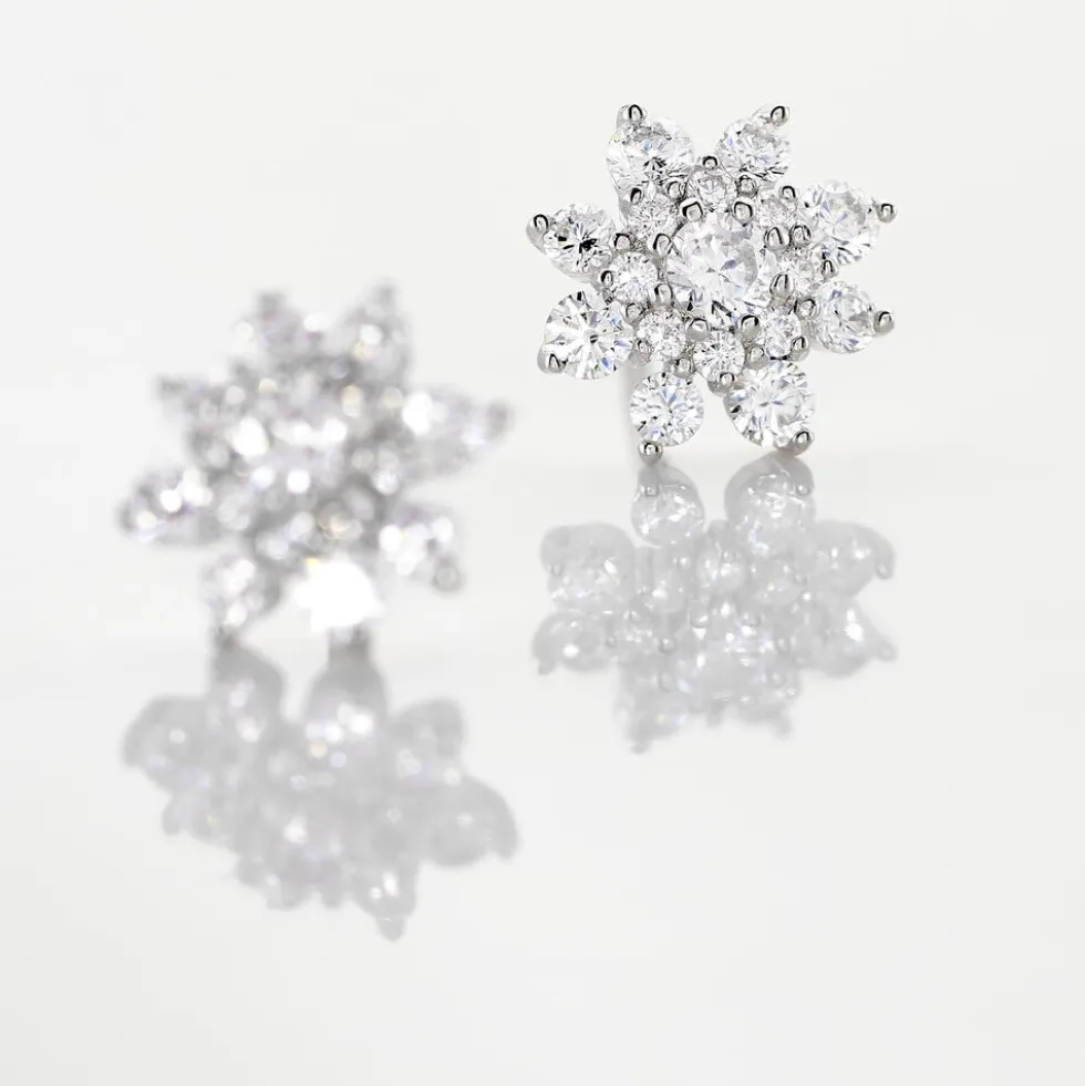 Boucles D'oreilles Puces Lorraine Argent Blanc Oxyde De Zirconium