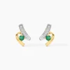 Boucles D'oreilles Puces Loubra Or Jaune Emeraude