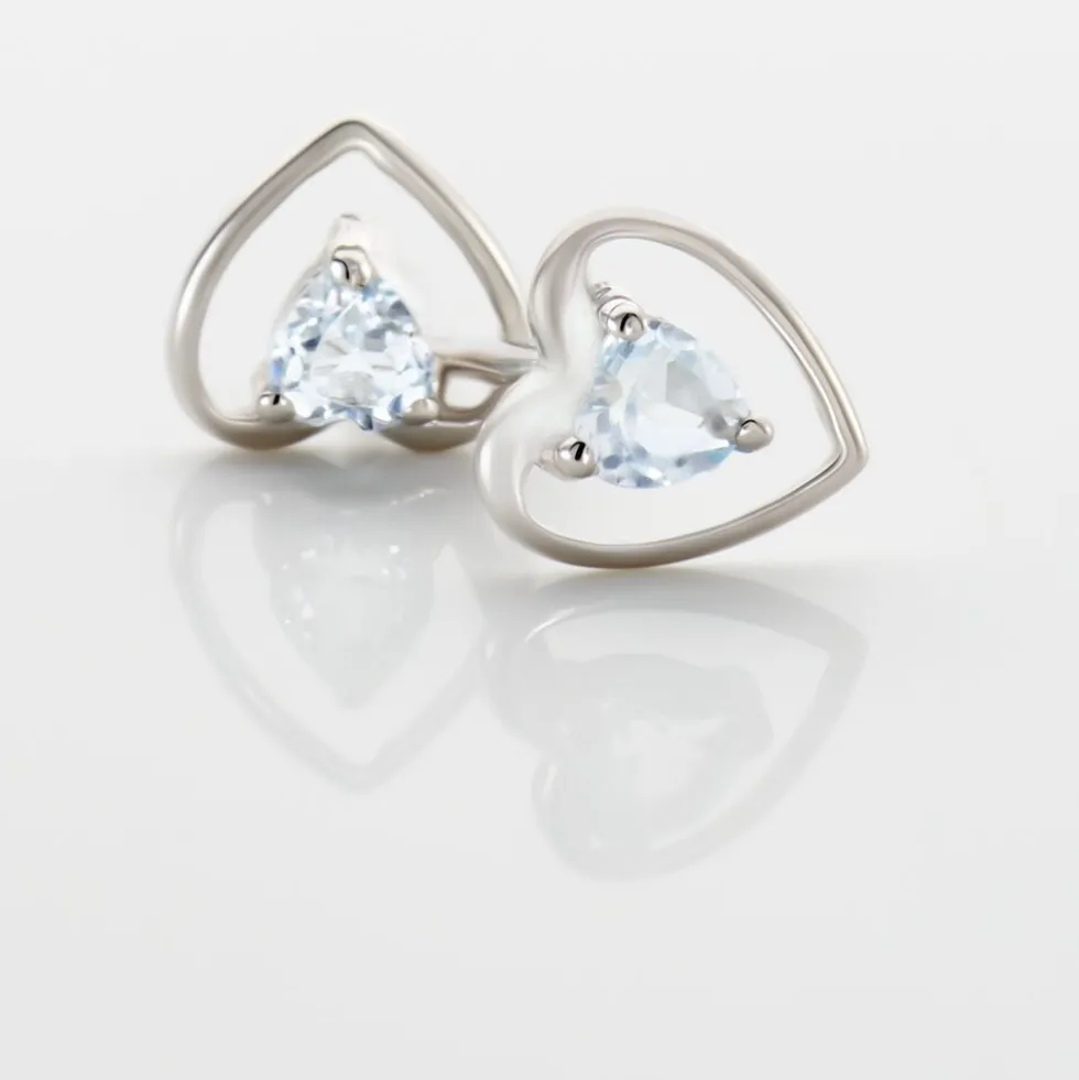 Boucles D'oreilles Puces Luann Or Blanc Topaze