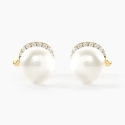 Boucles D'oreilles Puces Lucinda Or Jaune Perle De Culture