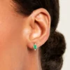 Boucles D'Oreilles Puces Luminea Or Jaune Malachite Oxyde De Zirconium