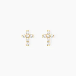 Boucles D'oreilles Puces Luna Or Jaune Oxyde De Zirconium