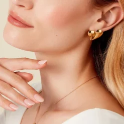 Boucles D'oreilles Puces Madlie Acier Jaune