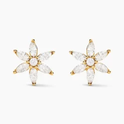 Boucles D'oreilles Puces Marijse Or Jaune Oxyde De Zirconium
