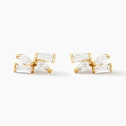 Boucles D'oreilles Puces Mark Or Jaune Oxyde De Zirconium