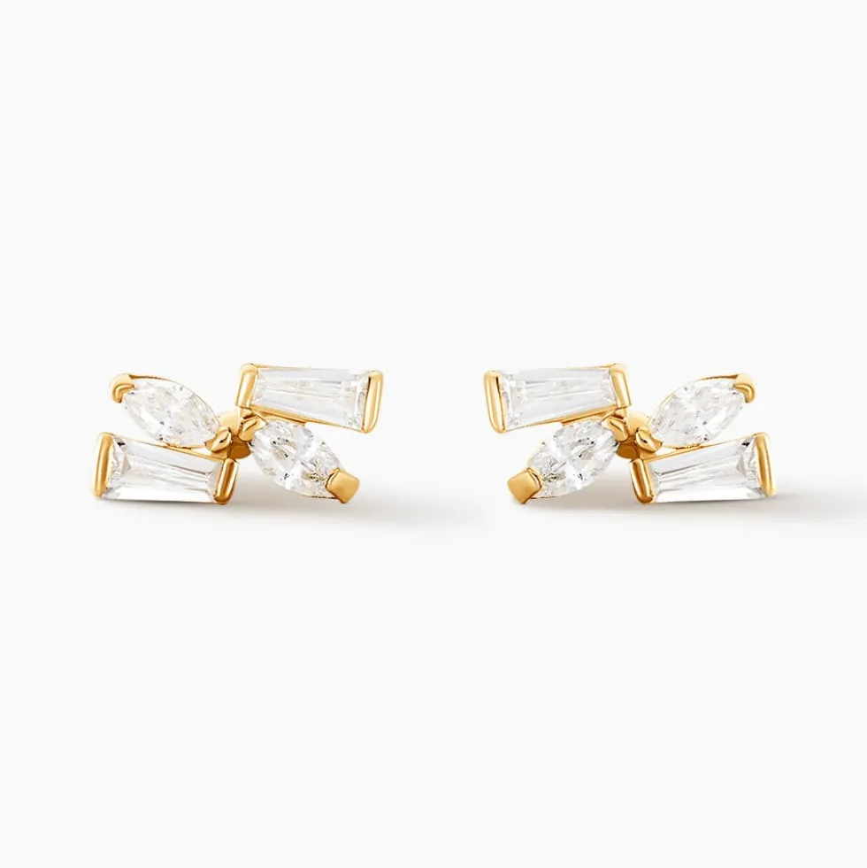 Boucles D'oreilles Puces Mark Or Jaune Oxyde De Zirconium