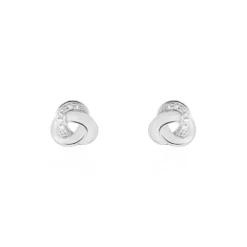 Boucles D'oreilles Puces Mastrona Or Blanc Diamant