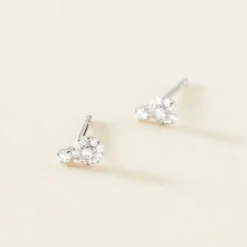 Boucles D'oreilles Puces Melyna Argent Blanc Oxyde De Zirconium