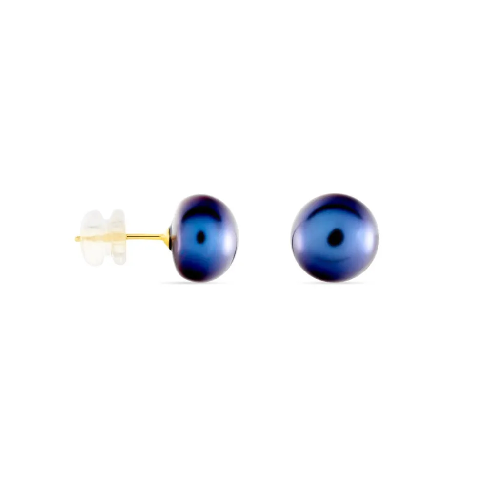 Boucles D'oreilles Puces Micaelle Teintees Or Jaune Perle De Culture