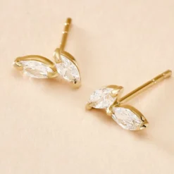 Boucles D'oreilles Puces Mix And Match Or Jaune Oxyde De Zirconium