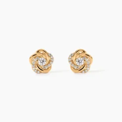 Boucles D'Oreilles Puces Moisette Plaqué Or Jaune Oxyde De Zirconium