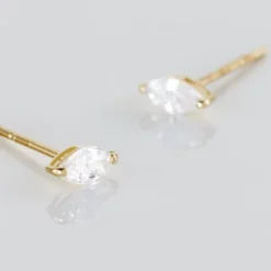 Boucles D'oreilles Puces Muflier Or Jaune Oxyde