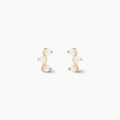 Boucles D'oreilles Puces Mureille Or Jaune Oxyde De Zirconium