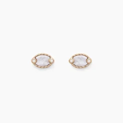 Boucles D'oreilles Puces Muse Argent Rose Nacre Oxyde