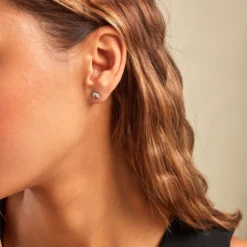 Boucles D'oreilles Puces Navette Argent Blanc Oxyde De Zirconium