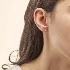 Boucles D'oreilles Puces Nevena Or Blanc Diamant